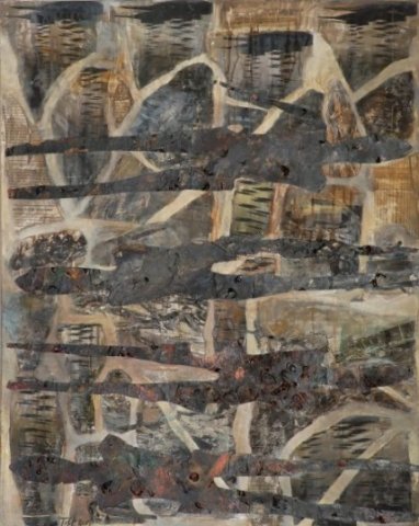 Palestina lider (Triptykon III) -  Akryl og collage på lerret - 100 x 80